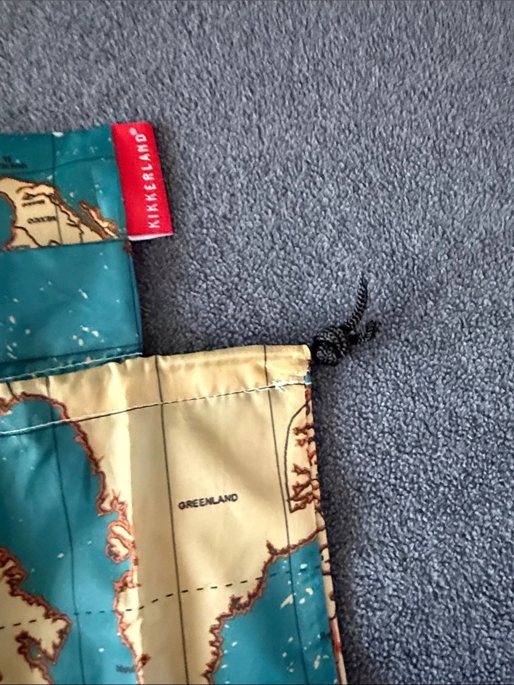 Foldable Map Print Reusable Travel Tote in Teal and Beige Kikkerland